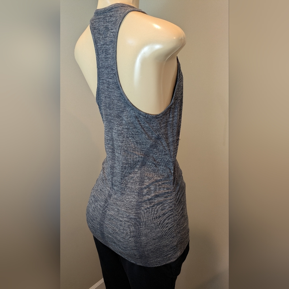 Athleta Racer Back Side Ruched Long Heather Gray Stretch Tank Top Women's Small - Picture 14 of 15